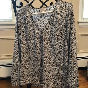 Black, gray and white blouse